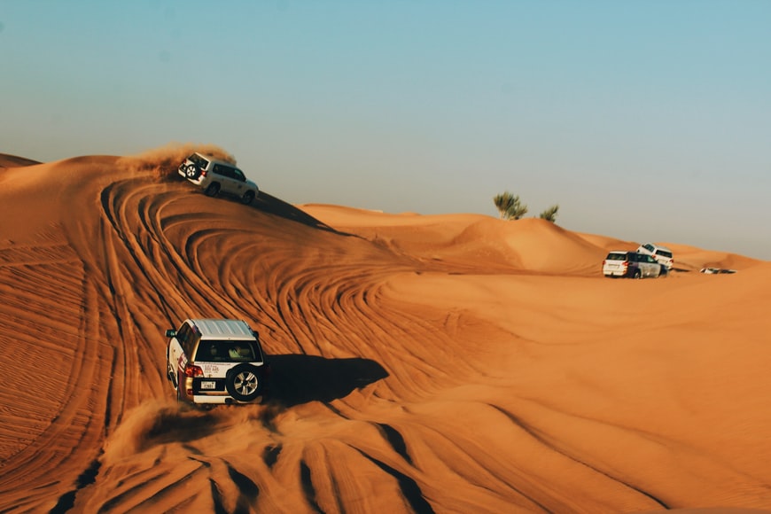 2 cars on desert