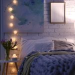 Cozy room interior with comfortable bed. Modern house design